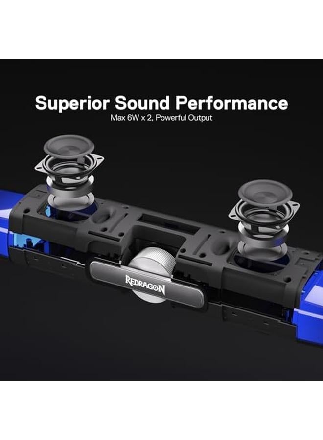 REDRAGON Gs512 Wireless Rgb Desktop Speakers 2.0 Pc Computer Stereo Soundbar W Bt 5.0 Usb Mode Max 6W X 2 Rich Sound Crystal Rgb Backlight And Easy Access On Board Control Usb C Powered - Image 3