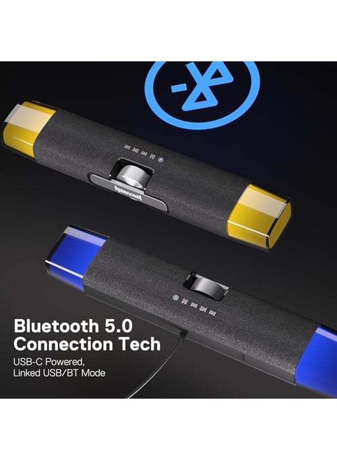 REDRAGON Gs512 Wireless Rgb Desktop Speakers 2.0 Pc Computer Stereo Soundbar W Bt 5.0 Usb Mode Max 6W X 2 Rich Sound Crystal Rgb Backlight And Easy Access On Board Control Usb C Powered - Image 4
