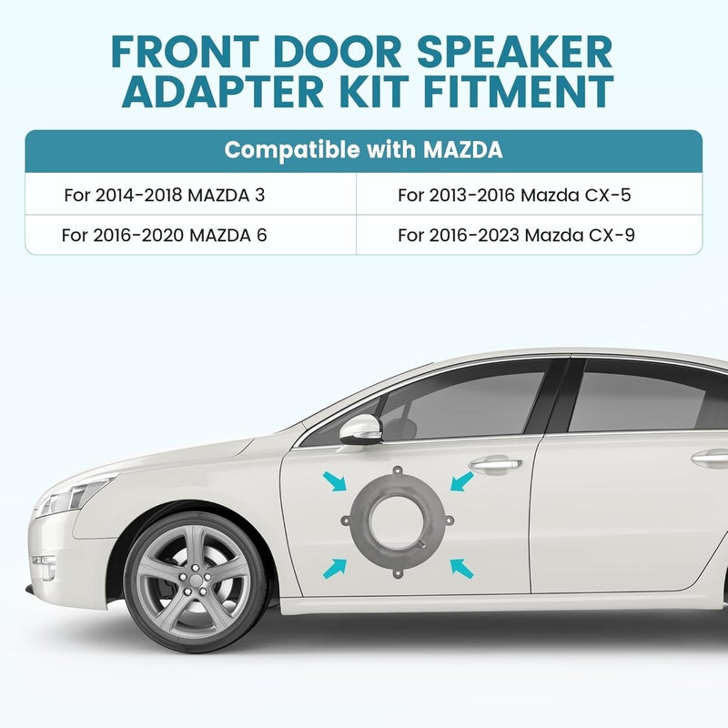 NuIth محول فراغ مكبر الصوت NuIth Replacement 82-7501 مع مجموعة أسلاك 72-5602 لسيارات مازدا 3، 6، CX-5، CX-9 (2013-2020) - Image 3