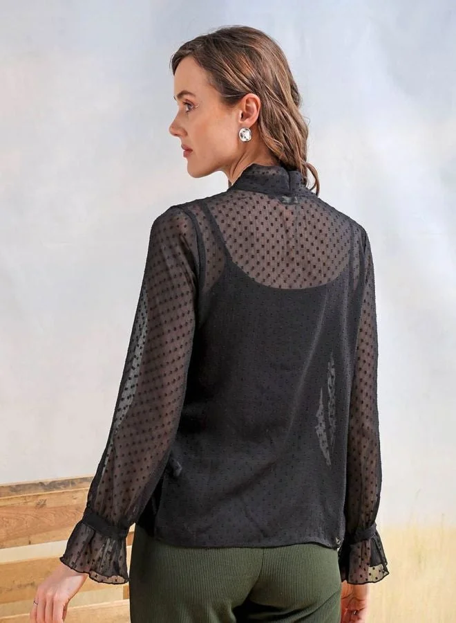 Freehand  Women Regular Fit Textured V-Neck Long Sleeve Regular Top  | Best Price UAE