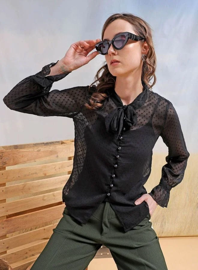 Freehand  Women Regular Fit Textured V-Neck Long Sleeve Regular Top  | Best Price UAE