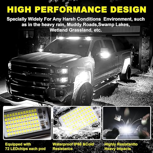 Nicoko 8 Pods 6000K pure White Rock lights Aluminum 9-30V Underglow Lights IP68 Waterproof Neon Trail Rig Lamp Lighting for SUV Car Truck Motorcycle Boat ATV UTV - Image 3
