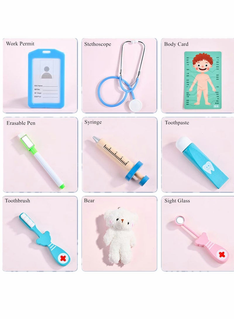 Children's Wooden Doctor Toy Set, Pretend Oral Dentistry Little Doctor Nurse Toy Set, Role-playing Educational Learning, Educational Games for Boys and Girls - Image 4