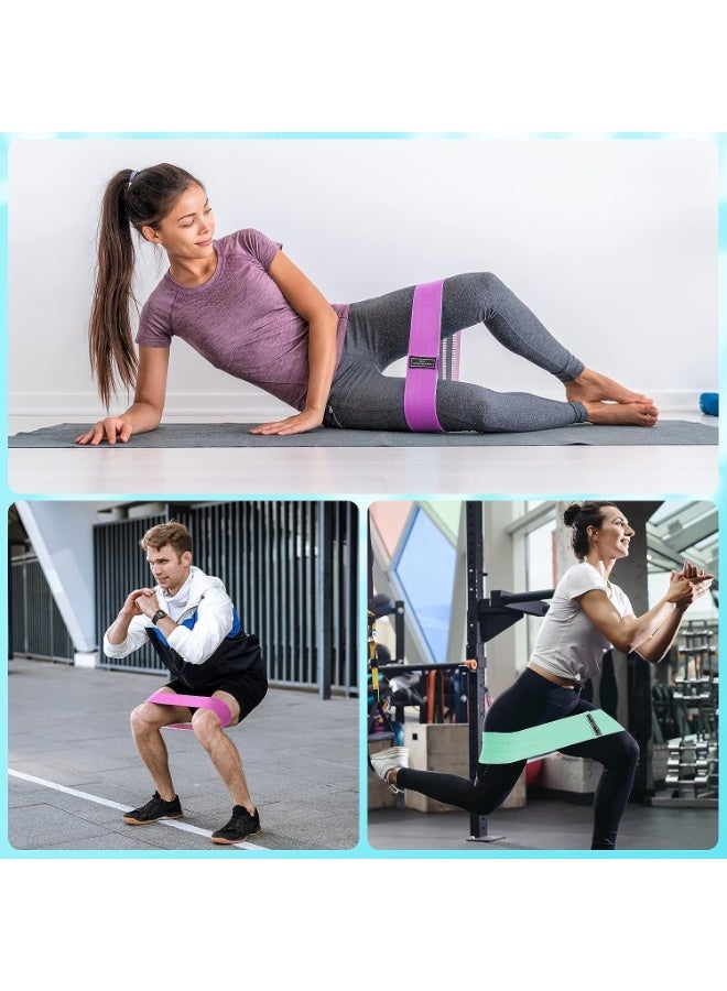 كيلا 3 قطع مجموعة أشرطة حلقة المقاومة مجموعة أشرطة المقاومة للساقين من قماش النايلون العريض، 3 مستويات مقاومة أشرطة مقاومة ثقيلة متعددة الألوان لتمارين القرفصاء والإطالة والورك والأرداف الثقيلة للرجال والنساء - Image 4