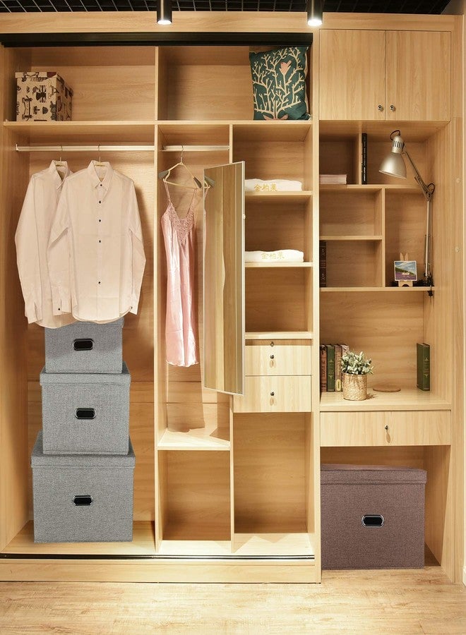 Valease Large Linen Fabric Foldable Storage Bins with Removable Lid and Handles, Washable Storage Box Organizer Containers Baskets Cube with Cover for Bedroom,Office(Black, Small) - Image 5