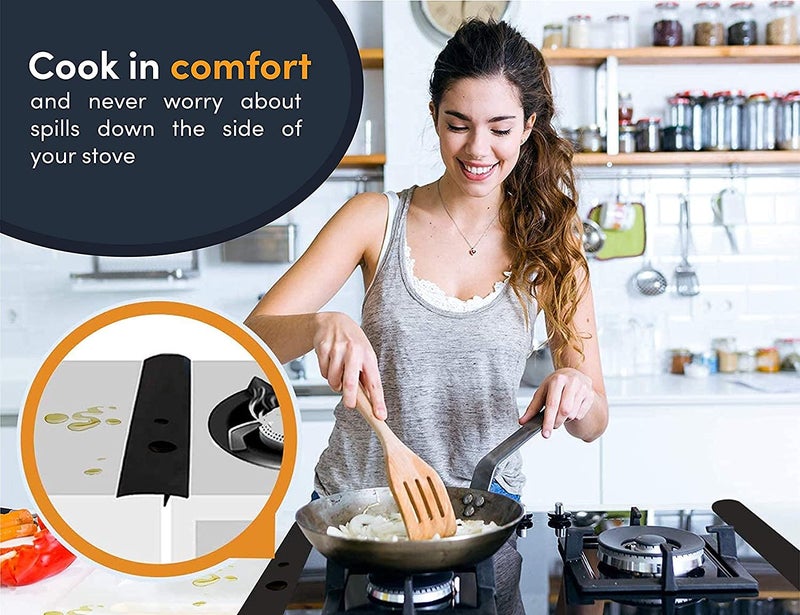 Linda's Essentials Lindas Essentials Silicone Stove Gap Covers (2 Pack)  Heat Resistant Oven Gap Filler Seals Gaps Between Stovetop And Counter  Easy To Clean Stove Gap Guard (30 Inches  Clear) - Image 3