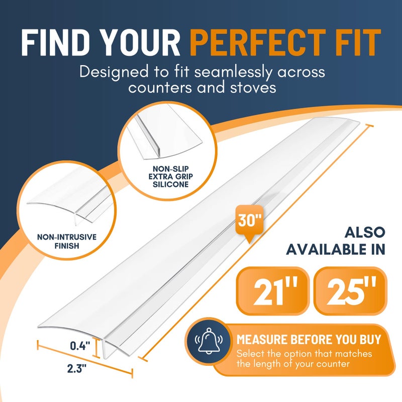 Linda's Essentials Lindas Essentials Silicone Stove Gap Covers (2 Pack)  Heat Resistant Oven Gap Filler Seals Gaps Between Stovetop And Counter  Easy To Clean Stove Gap Guard (30 Inches  Clear) - Image 2