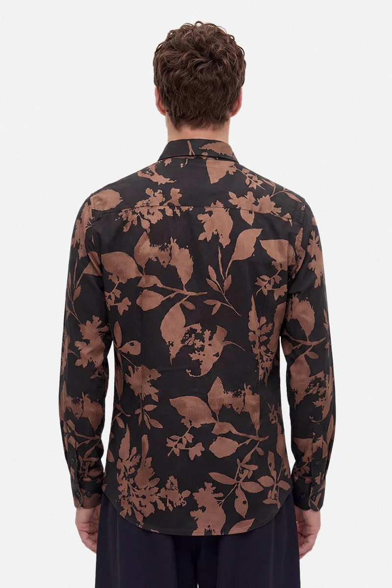 SNITCH Black Paisley Long Sleeve Slim Fit Casual Shirt