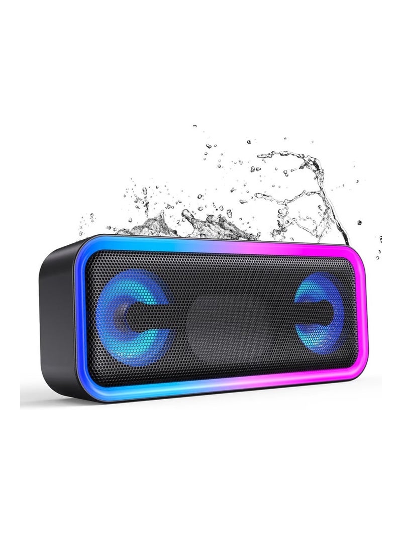 MEGUOs A8Pro Portable Bluetooth Speaker, 20W Deep Bass Wireless Speaker with RGB Lights, IPX5 Waterproof, 18H Playtime, Bluetooth 5.3, TWS Pairing, Hi-Fi Stereo Sound for Outdoor, Travel, Beach & Party - Image 1