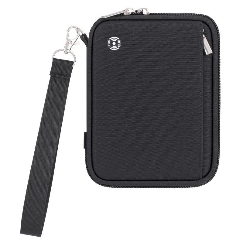 WALNEW Passport Holder Family for 4, RFID Blocking Travel Wallet Women Men, Lightweight Zipper Document Organizer Pouch Bag Credit Cards Case Cover for Travelling, Black - Image 1