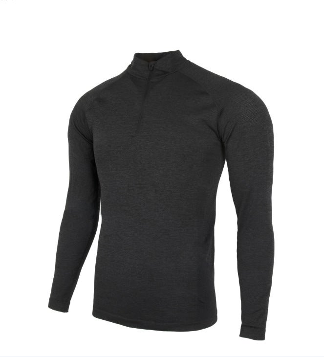 American Seamless Jacquard Zipper Training Fitness Outdoor Strong Base Shirt Sports Quick-Drying Slim-Fit Long-Sleeved T-Shirt - Image 1