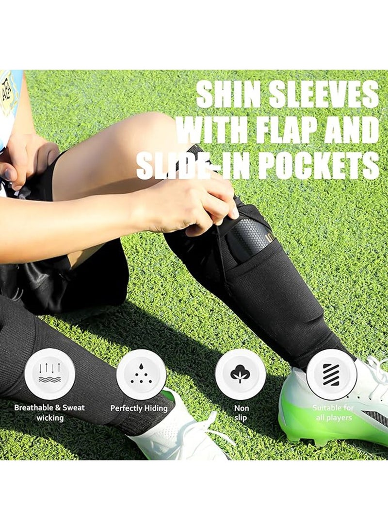 Sports Soccer Shin Guards Children and adolescents, Shin Pads Set with Shin Sleeves and Long Soccer Socks for Age 6-8, 8-16 Boys and Girls, Lightweight Soccer Equipment - Image 4