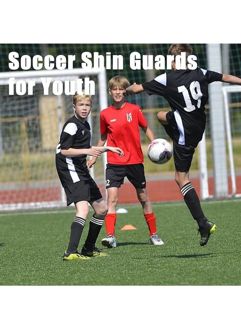 Sports Soccer Shin Guards Children and adolescents, Shin Pads Set with Shin Sleeves and Long Soccer Socks for Age 6-8, 8-16 Boys and Girls, Lightweight Soccer Equipment - Image 3