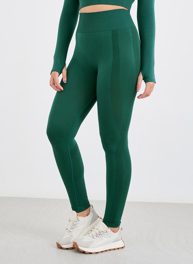 Styli Seamless Tonal Jacquard Long Sleeve Crop Top and Leggings Set - Image 5