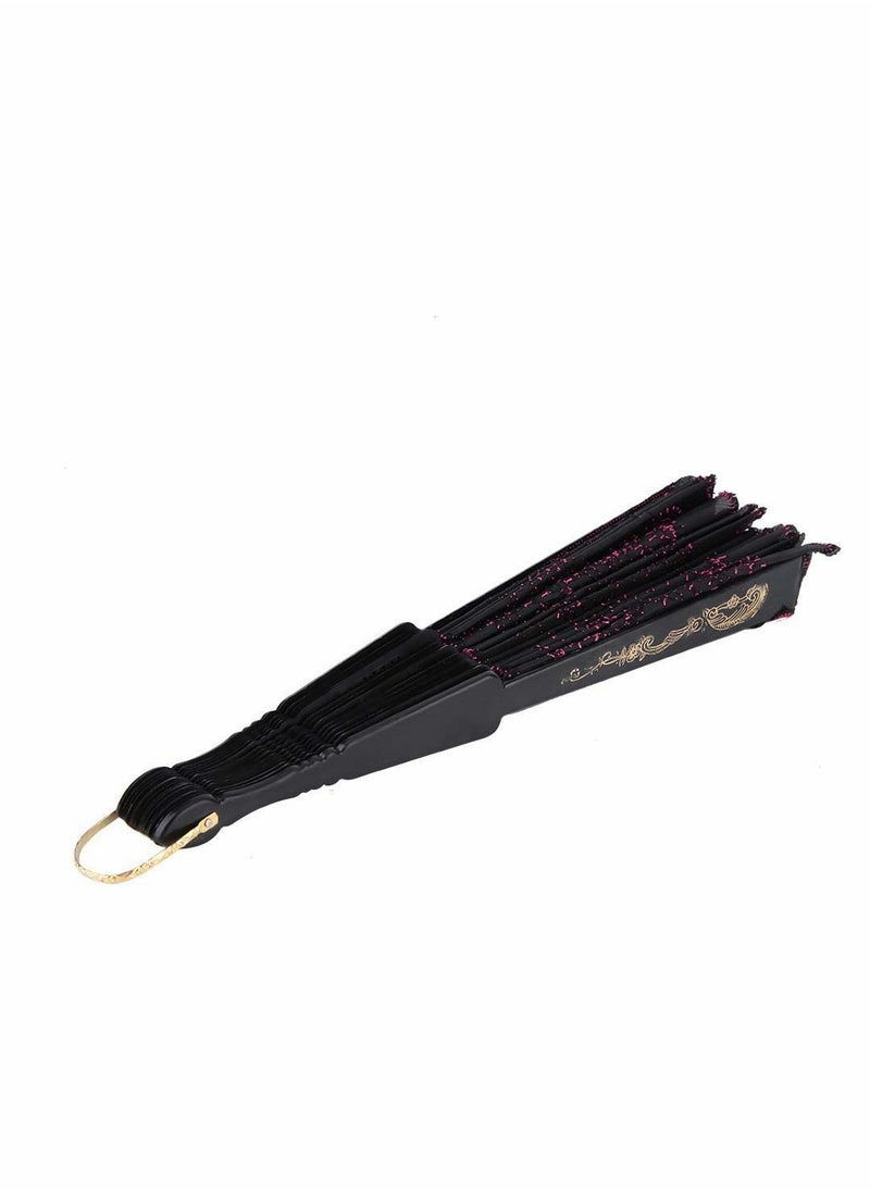 Excefore Embroidered Sequin Folding Fan, Chinese Japanese Wedding Party Gifts Dance Props Home Decor Holiday Gifts 5 Pcs  - Image 4