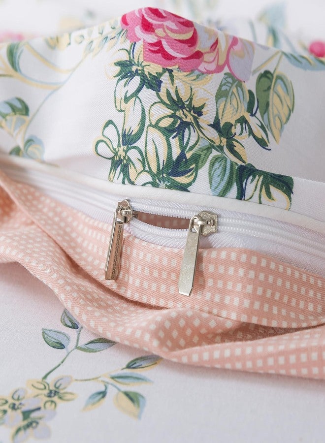 FADFAY Duvet Cover Set Queen Pink Rose Floral Bedding Shabby Peony Flower Quilt Cover Set Vintage Farmhouse Bedding 100% Cotton Soft Comforter Cover Set with Hidden Zipper Closure 3Pcs, Queen Size - Image 4