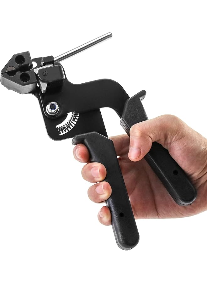 Cable Tie Gun, Stainless Steel Zip Tie Tightener Wrap Tool, Self-locking Metal Zip Ties Tool, Cable Tie Fasten and Cut for Nylon Plastic Steel Cable Ties (Metal Tie Wrap Gun)