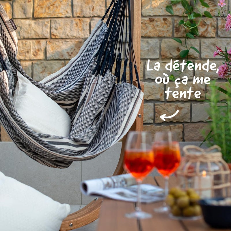 LA SIESTA Udine Organic Outdoor Hammock Chair and Stand (W 115 cm) (Zebra) - Image 2