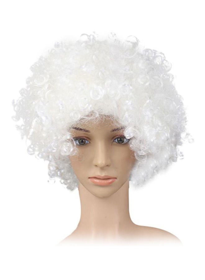 NIBEMINENT Party Disco Funny Afro Clown Masquerade Hair Wig White 25x16x5cm - Image 1