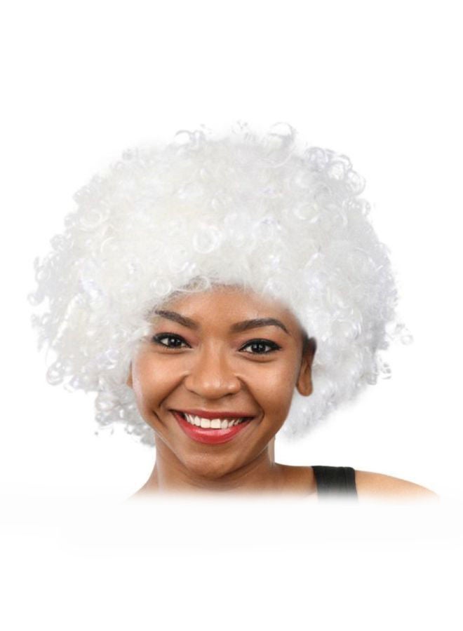 NIBEMINENT Party Disco Funny Afro Clown Masquerade Hair Wig White 25x16x5cm - Image 2