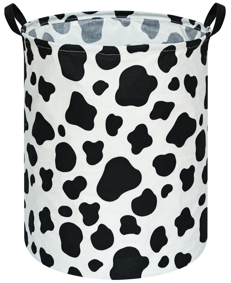 KUNRO Toy Bin Waterproof storage organizer for Nursery Hamper Home decor Closet Kids Bedroom Laundry Baby Gift Shelf Baskets Rould Cow pattern