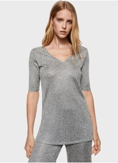 V-Neck Ribbed T-Shirt