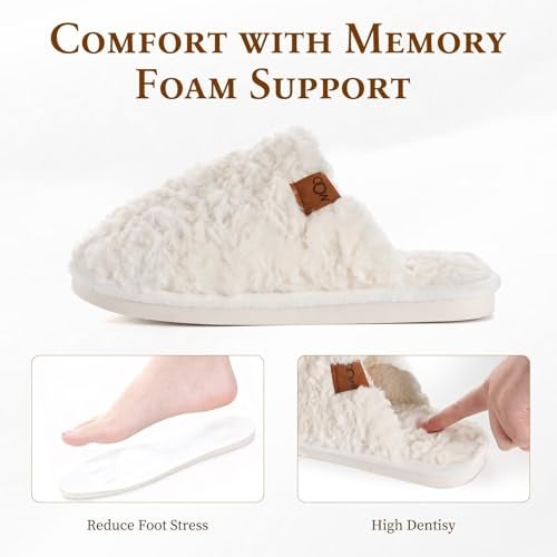 OOW Women's Fuzzy Slippers for Indoor House Shoes with Memory Foam Plush and Cute Slippers for Women - Image 4