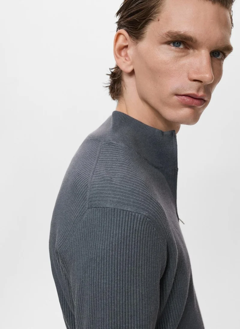 مانجو مان Ribbed sweater with zip neck