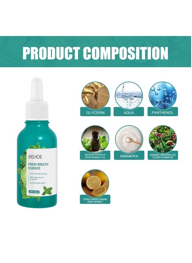 إيلهو علاج رائحة الفم الكريهة للبالغين - مزيل الروائح الكريهة والجافة بالتنقيط - زيت للتنفس الطازج لسهولة النقل والراحة ، 30 مل ( حزمة 1 ) - Image 2