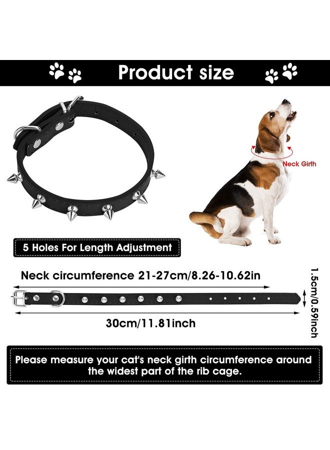 Cobee Spiked Cat Dog Collar, 2 Pieces PU Leather Soft Dog Collar Adjustable Rivet Puppy Collar Studded Cat Collar with Spikes for Boy Girl Cats Puppy S Size - Image 3