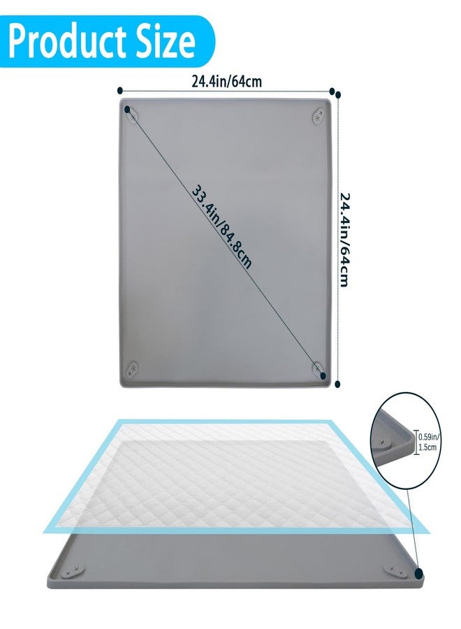 GHYKL Pee Pad Holder for Dogs, 24"X24" Puppy Pad Holder with Raised Edge, Non-Slip Silicone Mat & Leak-Proof Dog Pee Tray for Floor Protection, Puppy Potty Training Pad Tray - Image 2