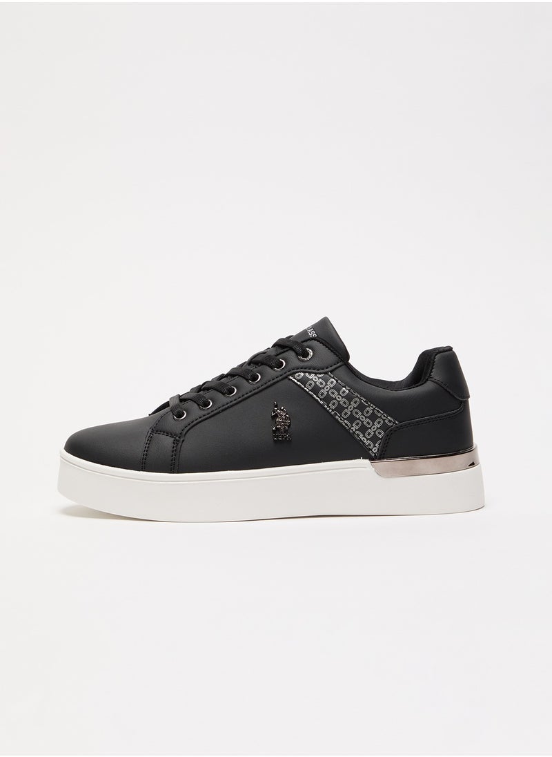 U.S. Polo Assn. Women's Black Low-Top Sneakers - Chic Design with Grey Accent and Metal Logo Detail for Casual Elegance  - Image 2