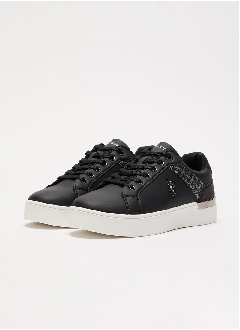 U.S. Polo Assn. Women's Black Low-Top Sneakers - Chic Design with Grey Accent and Metal Logo Detail for Casual Elegance  - Image 3