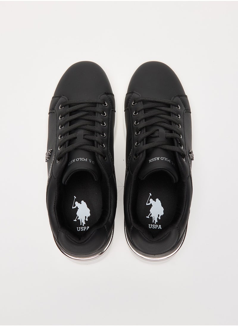 U.S. Polo Assn. Women's Black Low-Top Sneakers - Chic Design with Grey Accent and Metal Logo Detail for Casual Elegance  - Image 4