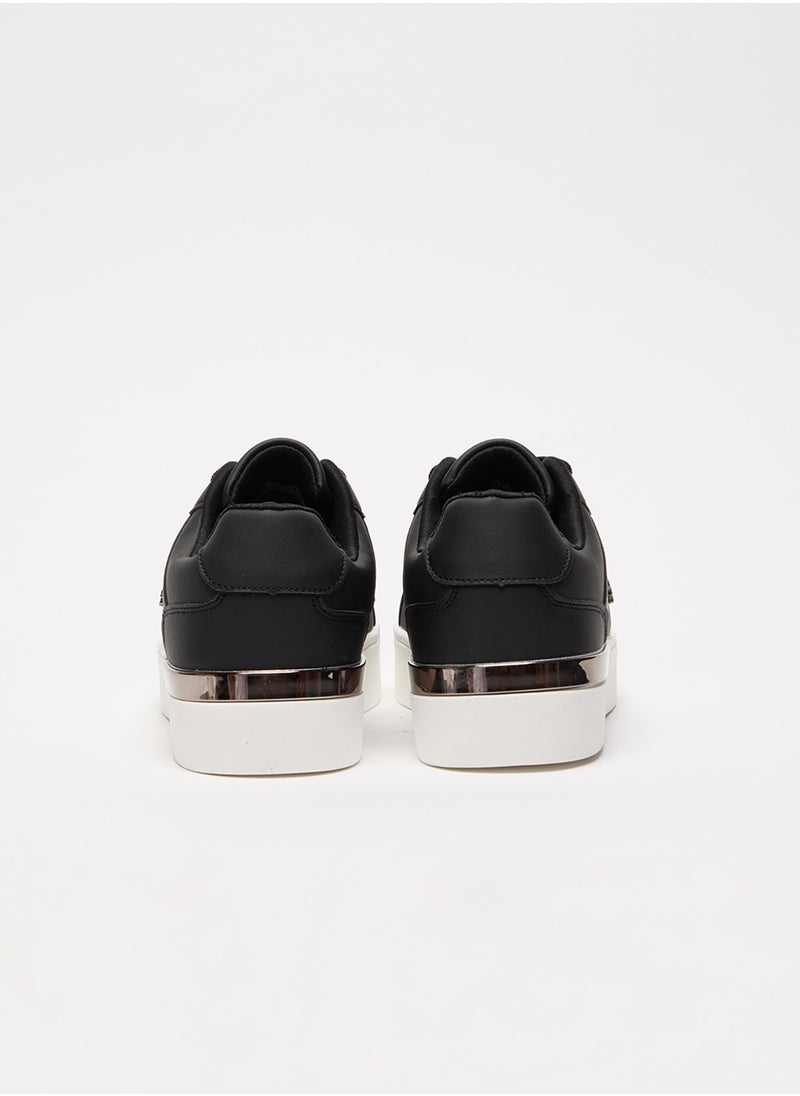 U.S. Polo Assn. Women's Black Low-Top Sneakers - Chic Design with Grey Accent and Metal Logo Detail for Casual Elegance  - Image 5