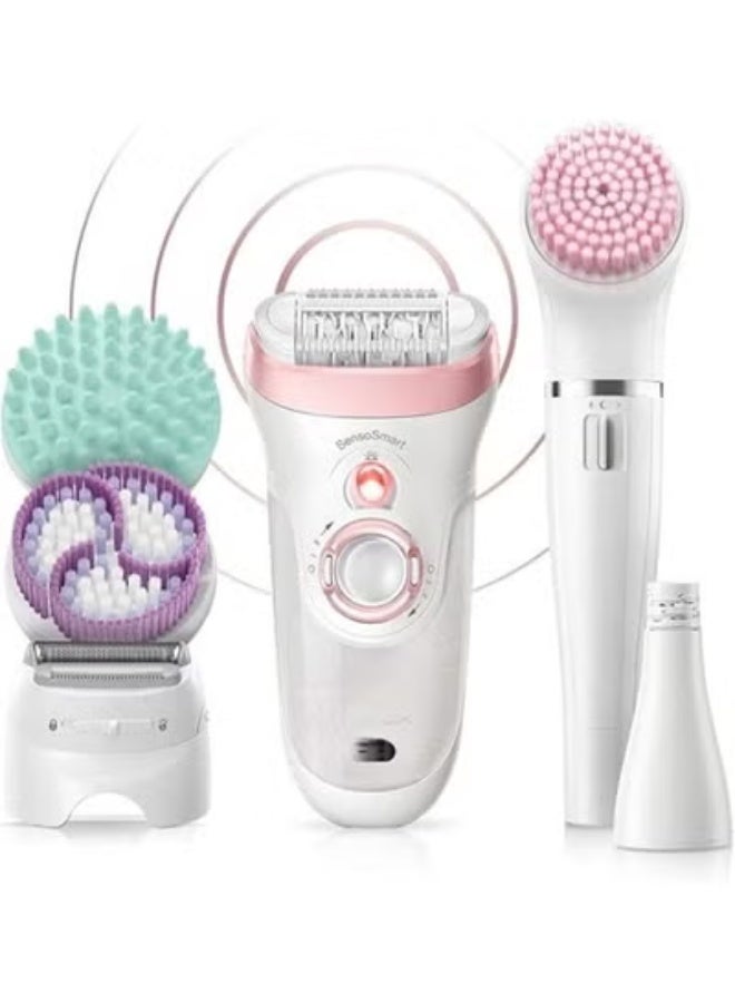 مجموعة إزالة شعر جهاز إيبيلاتور للاستخدام الجاف والرطب مع 3 ملحقات منها جهاز العناية بالوجه - Image 5