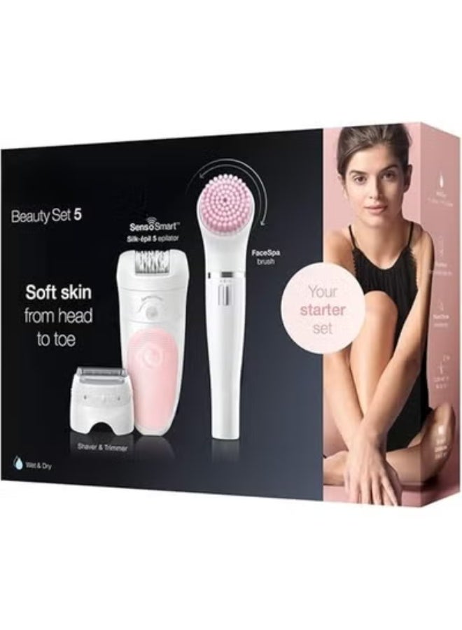 مجموعة إزالة شعر جهاز إيبيلاتور للاستخدام الجاف والرطب مع 3 ملحقات منها جهاز العناية بالوجه - Image 1