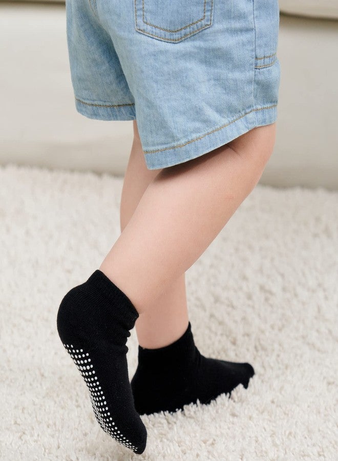 ZAPLES Baby Non Slip Grip Ankle Socks with Anti Skid Grippers Boys Girls Low Cut for Infants Toddlers Kids, Black, 4-7 Years - Image 3