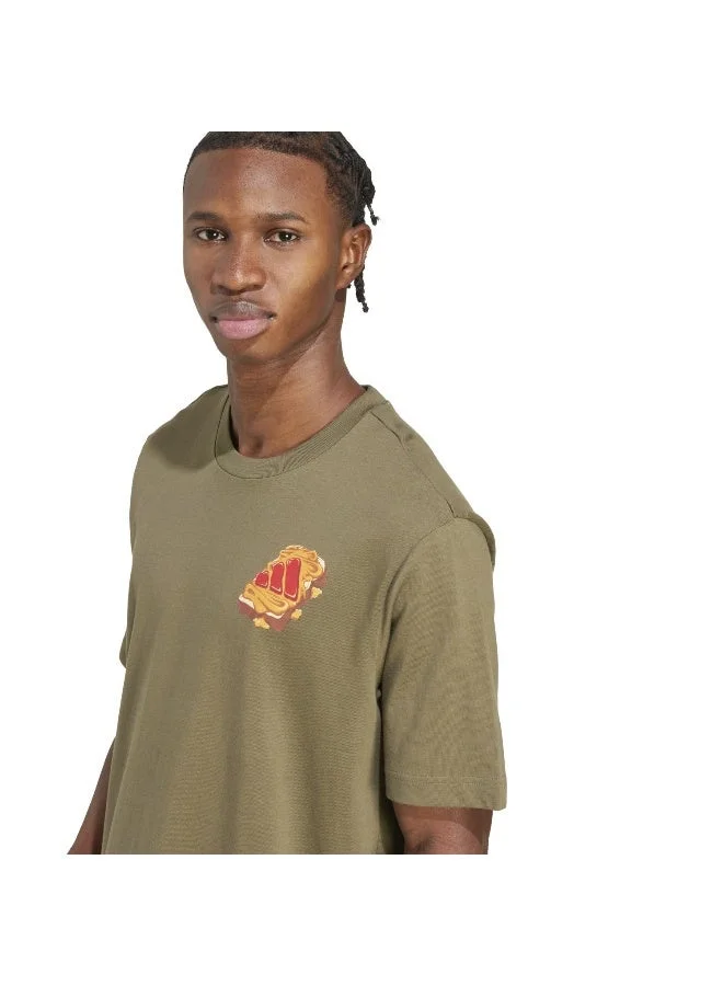 اديداس تيشيرت رجالي بطبعة  & أخضر بأكمام قصيرة