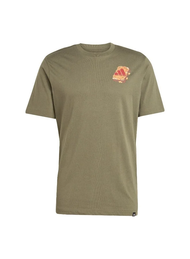 اديداس تيشيرت رجالي بطبعة  & أخضر بأكمام قصيرة