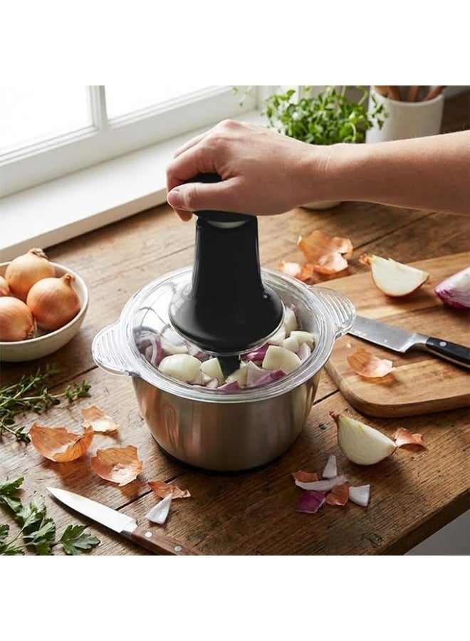 كبة يدوية بوعاء ستانلس ستيل – قطاعة خضروات ولحوم بالضغط اليدوي – متعددة الاستخدامات للمطبخ - Image 5