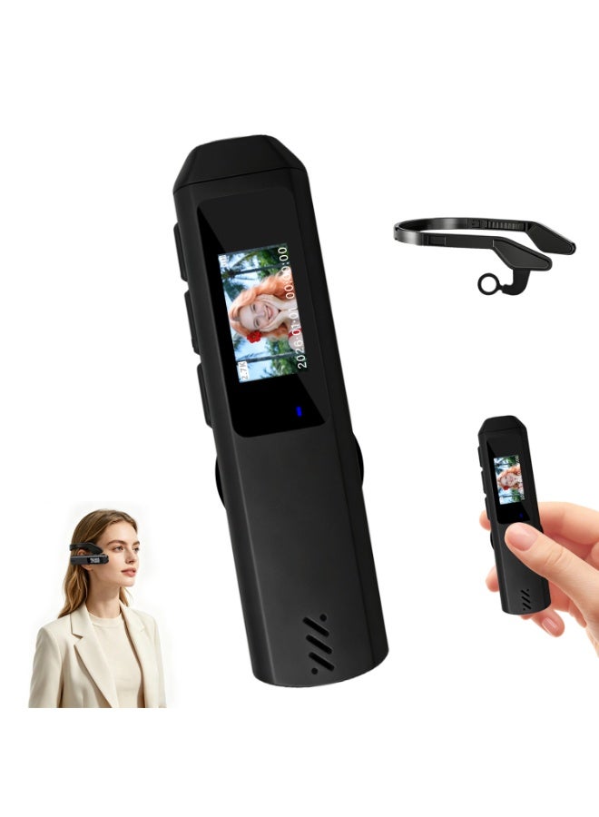 Head‑Mounted Action Camera,2.7K First‑Person Perspective Video Recorder,110°Wide‑Angle Lens 12MP Photo,0.94 Inch Color Screen,Intelligent Noise Reduction Lossless Audio Recording,Hand‑Free Wearable Cam For Cycling Vlog Travel Work - Image 1