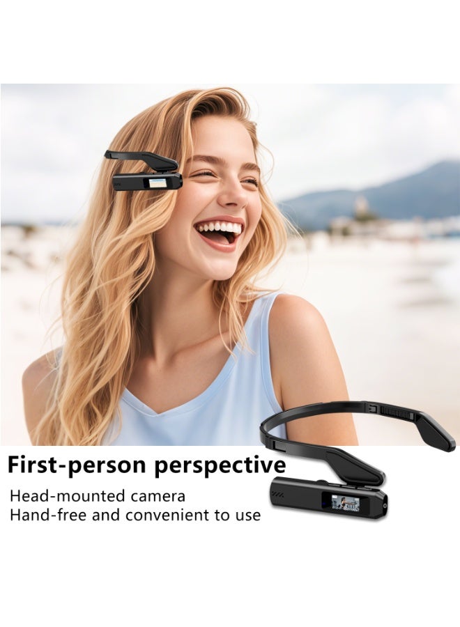 Head‑Mounted Action Camera,2.7K First‑Person Perspective Video Recorder,110°Wide‑Angle Lens 12MP Photo,0.94 Inch Color Screen,Intelligent Noise Reduction Lossless Audio Recording,Hand‑Free Wearable Cam For Cycling Vlog Travel Work - Image 3