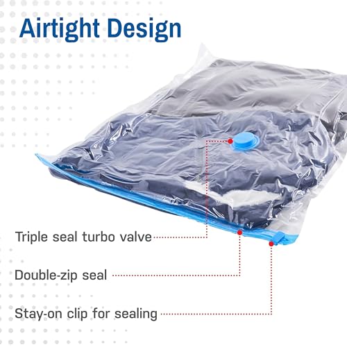 Spacesaver 20-Pack Variety Vacuum Storage Bags for Comforters, Blankets & Clothes – Vacuum Sealed Compression Bags with Hand Pump – Space Saver Storage Bags for Bedding,Travel & Organization (5S, 5M, 5L & 5XL) - Image 5