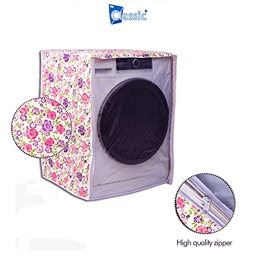 Classic® Front Load Washing Machine Cover Suitable for IFB 7 Kg, 7.5 Kg, 8 Kg, 8.5 Kg (63cmsX63cmsX81cms, White & Pink Flower) - Image 4