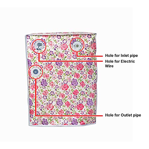 Classic® Front Load Washing Machine Cover Suitable for IFB 7 Kg, 7.5 Kg, 8 Kg, 8.5 Kg (63cmsX63cmsX81cms, White & Pink Flower) - Image 5