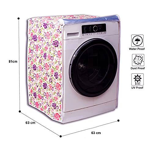 Classic® Front Load Washing Machine Cover Suitable for IFB 7 Kg, 7.5 Kg, 8 Kg, 8.5 Kg (63cmsX63cmsX81cms, White & Pink Flower) - Image 3