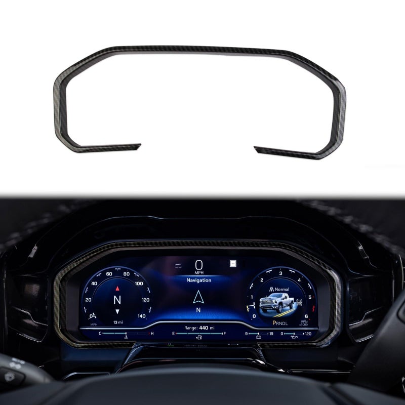 Fewshaw Carbon Fiber Style Interior Center Control Dashboard Frame Cover Trim Accessories for 20222025 GMC SierraChevrolet Silverado 1500 2500 3500HD