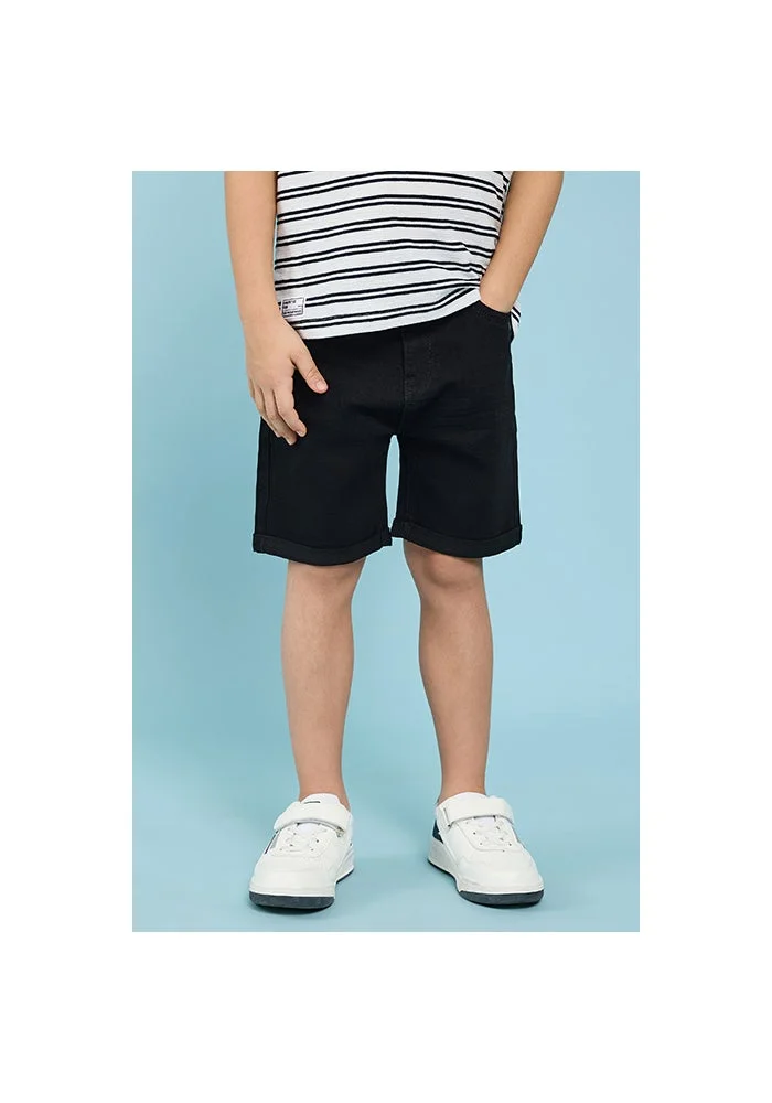 أر أند بي Solid Denim Shorts With Button Closure