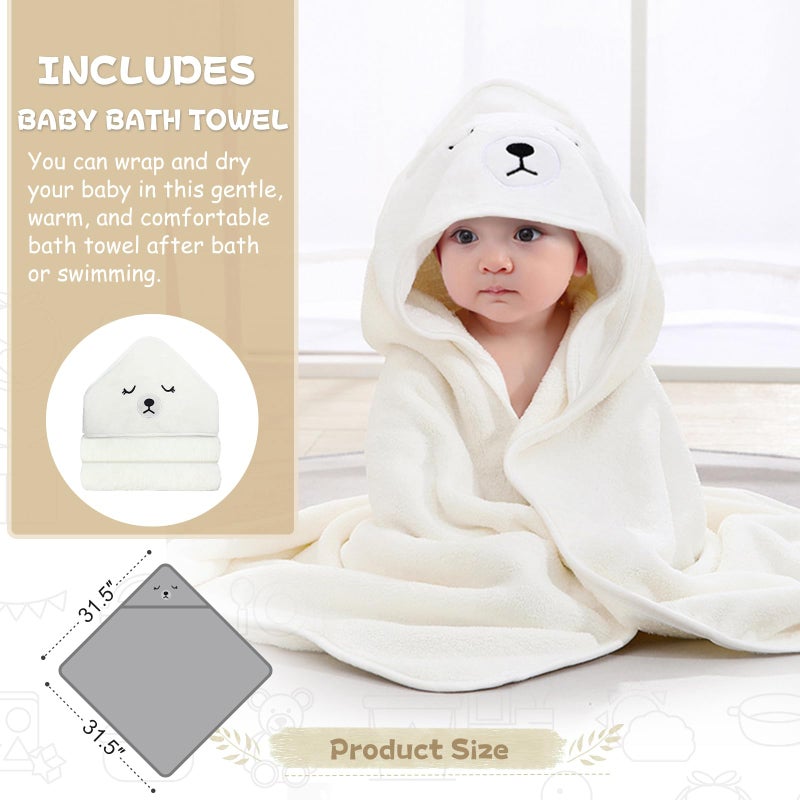 MoreFeel Collapsible Baby Bathtub for Newborn with Thermometer & 1 Hooded Towel & 1 Soft Floating Cushion,Portable Travel Bathtub with Drain Hole, Durable Foldable Baby Tubs for Infants to Toddler - Image 3